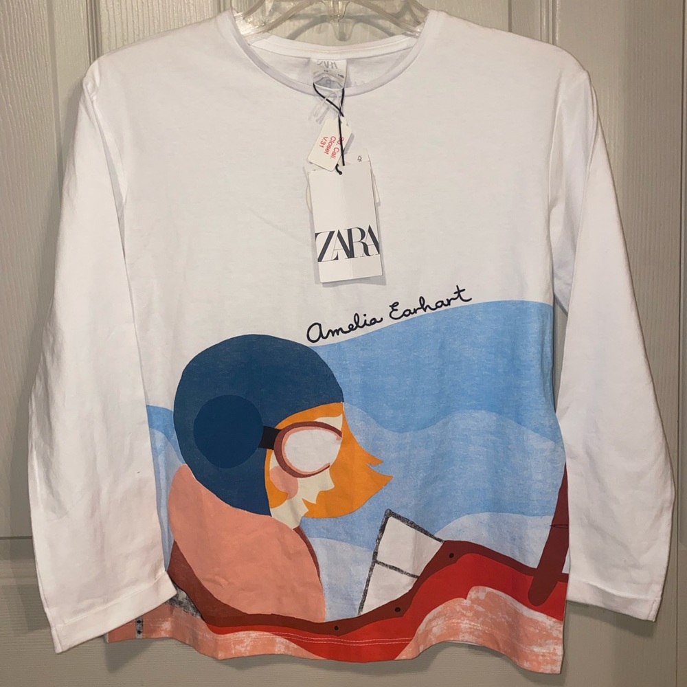 Zara Girls Amelia Earhart Long Sleeve Top Size 10 NWT